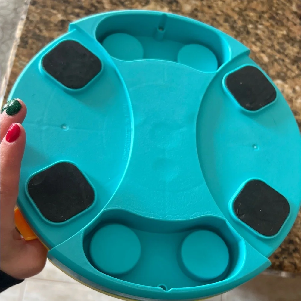 Interactive Blue and Yellow Dog Feeder